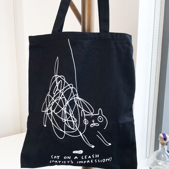 Canvas Abstract Cat Tote Bag For Friends, 5 of 6