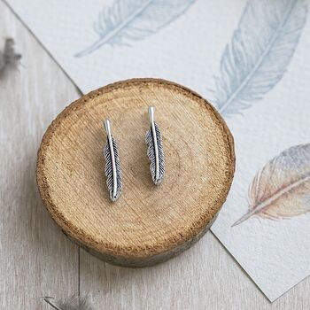Sterling Silver Feather Earrings, 2 of 7