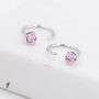 Pink Cz Dot Huggie Hoop Earrings In Sterling Silver, thumbnail 4 of 9