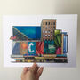 'Times Square, New York' Recycled Paper Collage Print, thumbnail 2 of 6