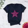 Neon Pink Zebra Star T Shirt, thumbnail 1 of 2