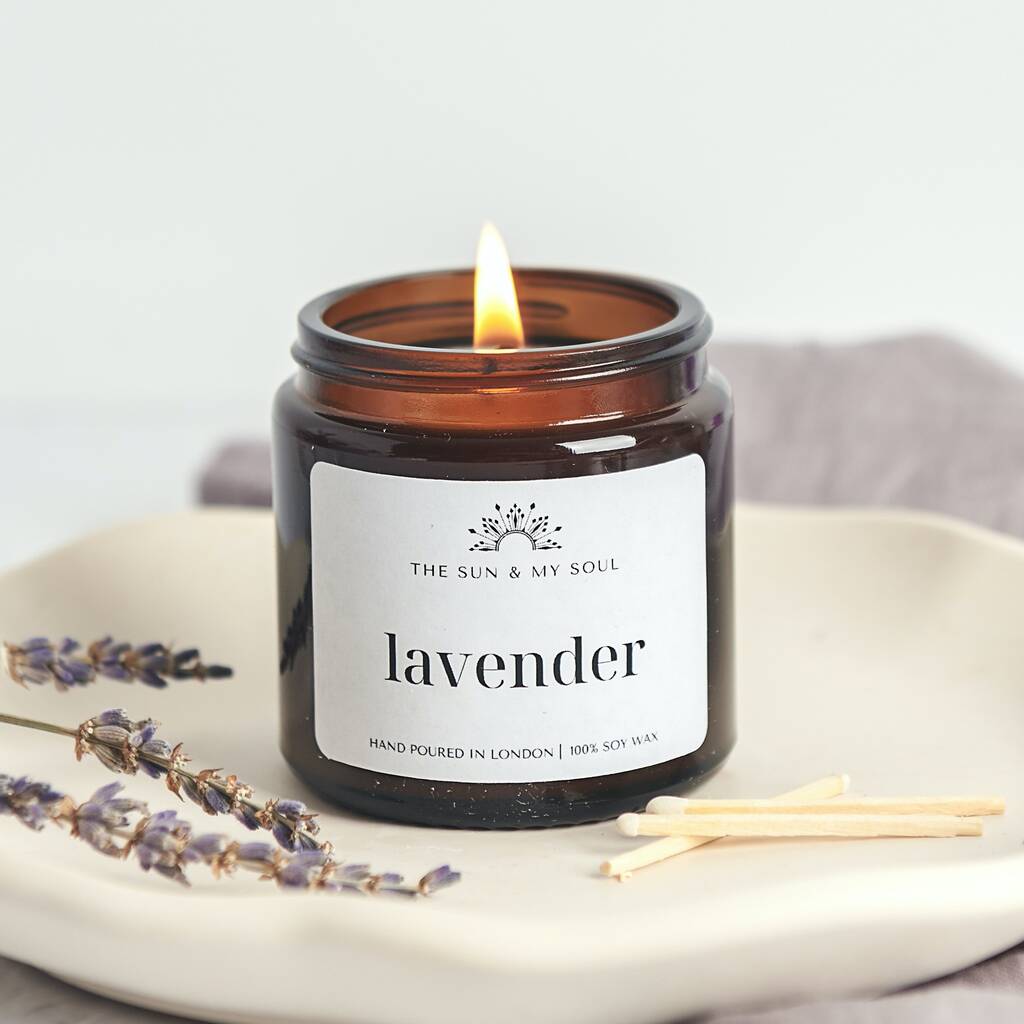 Lavender Scented Premium Soy Wax Candle Gift By The Sun & My Soul