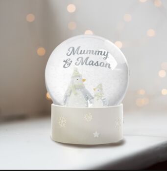 Personalised Mummy And Child Penguin Snowglobe, 2 of 2