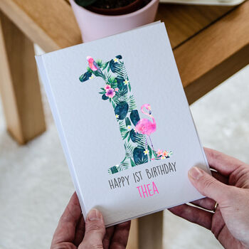 Personalised Children's Birthday Card Flamingo, 2 of 7
