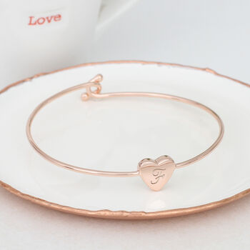 18ct Gold Plated Or Silver Personalised Heart Bangle, 4 of 6