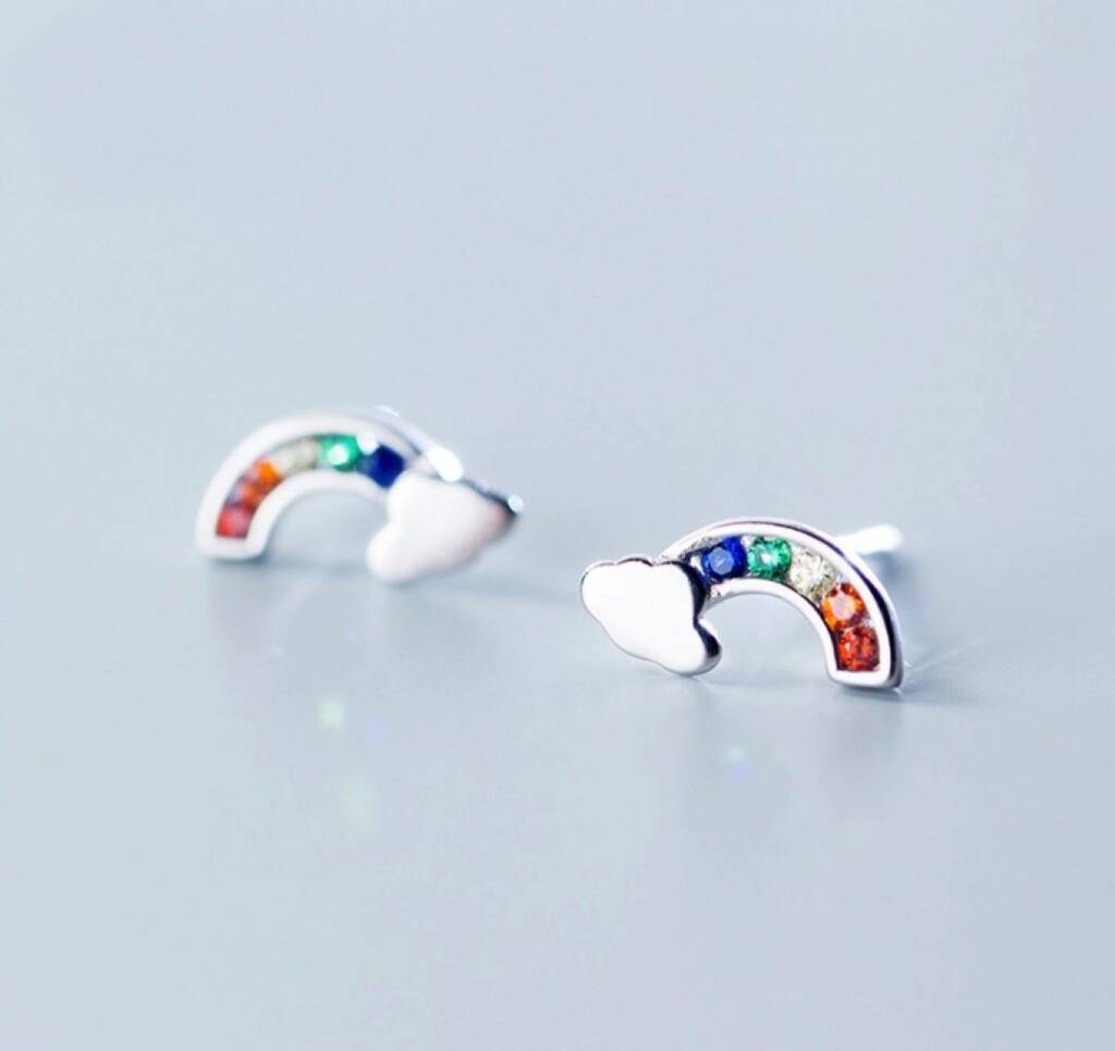 Sterling Silver Rainbow Earrings, 1 of 8