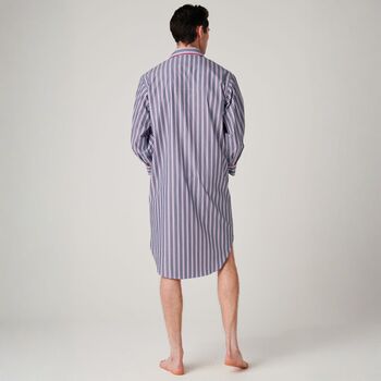Men's 'Red Pop' Stripe Crisp Cotton Nightshirt, 3 of 4