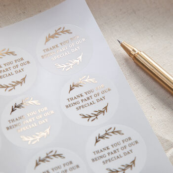 Personalised Message Leaf Details Foil Wedding Stickers, 2 of 3