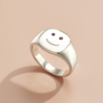 Happy Face Birthstone Signet Ring, 3 of 7