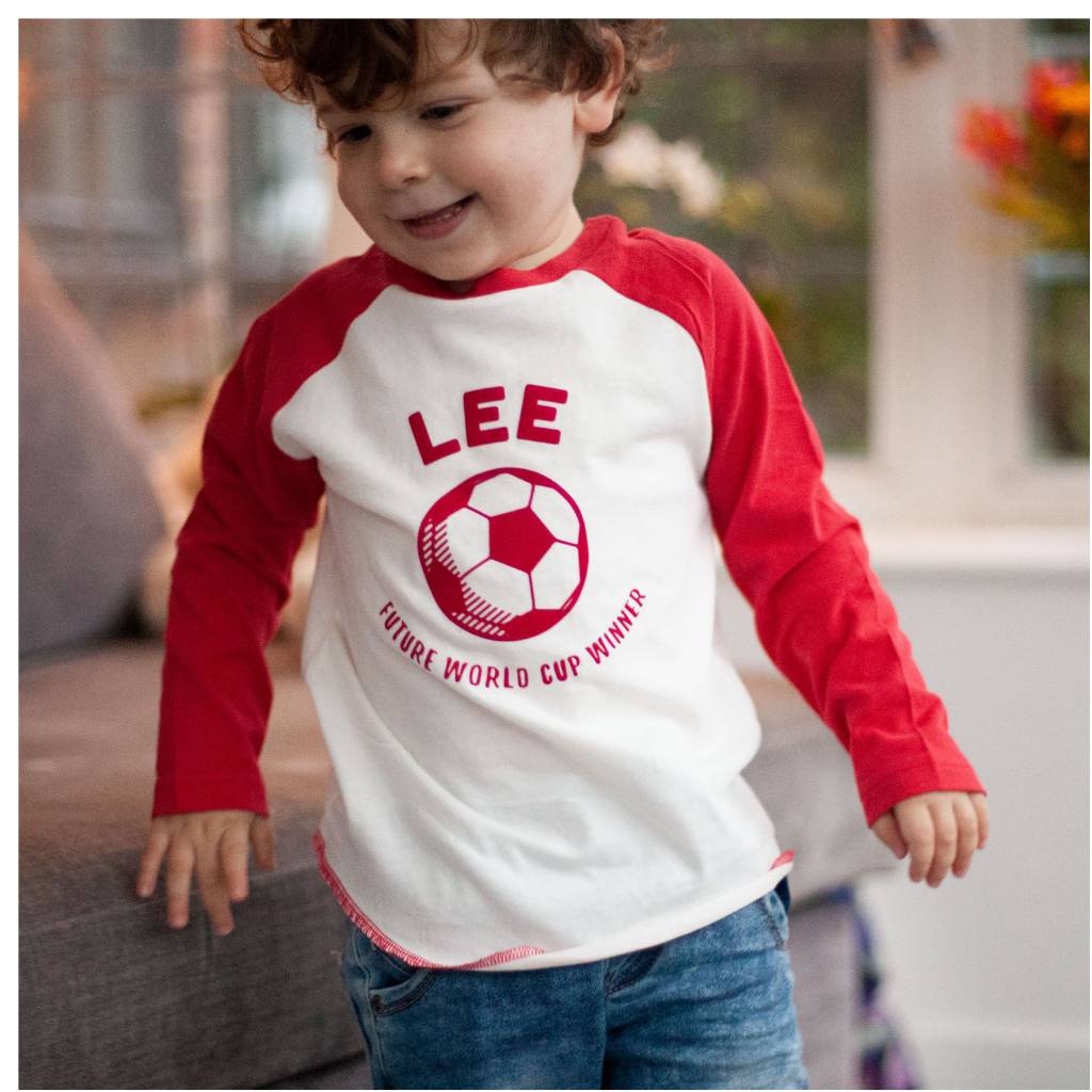 Personalised Kids Long Sleeved Top With Football Motif, 1 of 2