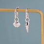 Mismatched Shell Huggie Hoops Earrings In Sterling Silver, thumbnail 6 of 11