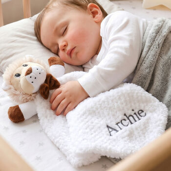 Personalised White Lion Baby Comforter, 2 of 8