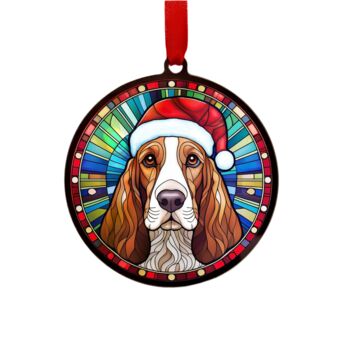 Basset Hound In Santa Hat Suncatcher Decoration, 5 of 6