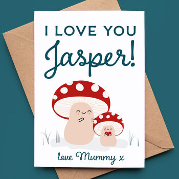 Personalised Kids Valentine's Day Card With Toadstools, 2 of 2