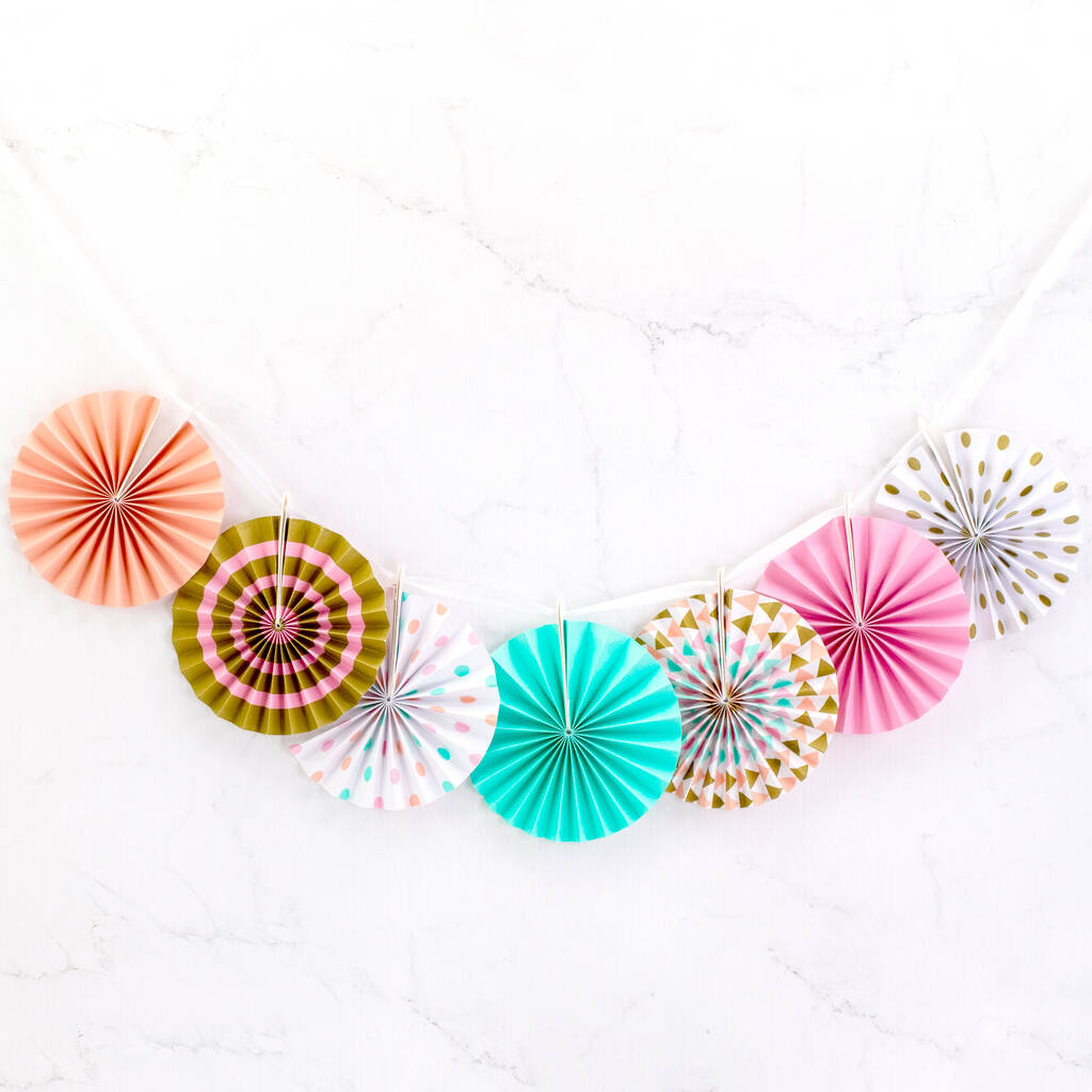 Mini Pastel Fan Party Bunting Decoration By Peach Blossom