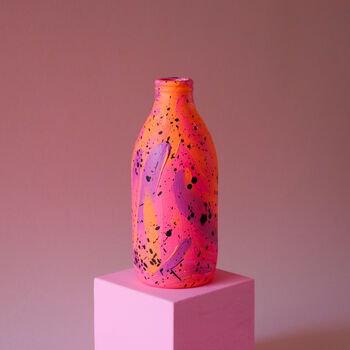 Neon Orange, Pink And Purple Painted Milk Bottle Vase, 2 of 6