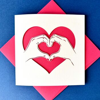 Heart Hands Papercut Card, 3 of 5