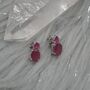 Ruby Silver Stud Earrings, July Birthstone Jewelry, thumbnail 7 of 8