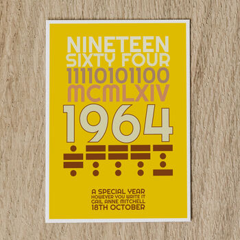 Personalised 60th Birthday Card 1964 Year And Message, 9 of 9