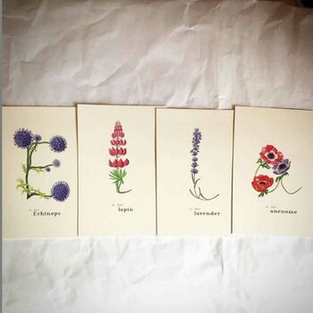 Botanical Art Small Flower Letter Print, 3 of 11