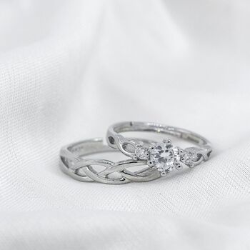 Adjustable Silver Plated Couple Braided Promise Rings, 3 of 5