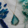 Gold Plate And Blue Agate Crystal Long Length Necklace, thumbnail 5 of 9
