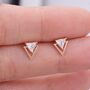 Tiny Double Triangle Arrow Arrowhead Stud Earrings, thumbnail 3 of 11