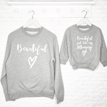 'Beautiful' Mother And Daughter Matching Sweatshirt Set, 5 of 7
