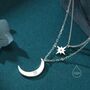 Double Layer Crescent Moon And Star Pendant Necklace, thumbnail 6 of 12