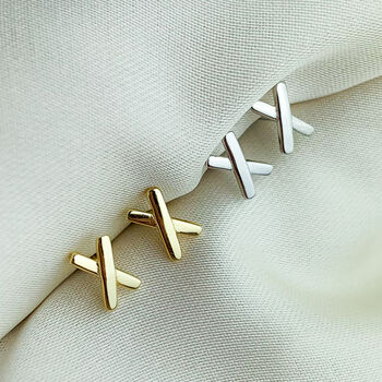 Sterling Silver Minimalist Cross Stud Earrings, 4 of 6