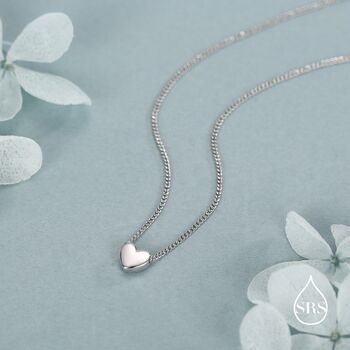 Minimalist Tiny Heart Pendant Necklace In Sterling Silver, 3 of 12