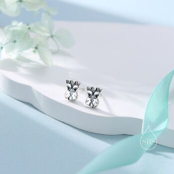 Sterling Silver Schnauzer Dog Stud Earrings In Oxidised, 6 of 11