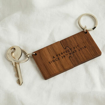 Personalised Wooden Two Piece Jigsaw Keyring Set, 3 of 4