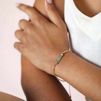 Green Aventurine Charm Chain Bracelet In Gold, 3 of 4