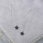 Black Cz Flower Threader Earrings In Sterling Silver, thumbnail 8 of 11