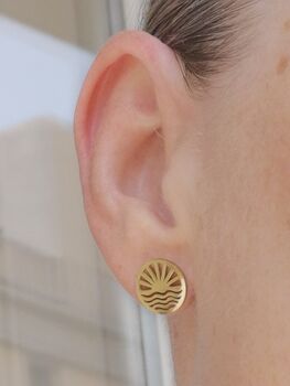 Sunrise Stud Earrings In Silver Or Gold Colour, 2 of 11