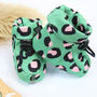 Pink And Green Leopard Print Baby Bootie Slipper, thumbnail 2 of 7