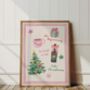 Pink Christmas Illustrations Print, thumbnail 2 of 3