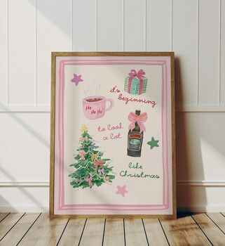 Pink Christmas Illustrations Print, 2 of 3