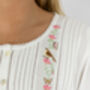 Women's White Cotton Bird And Flower Embroidered Nightdress, thumbnail 5 of 7