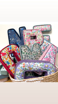 Personalised Liberty Fabric Letters With Velvet Trim Nursery Decor Gift, 2 of 6