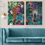 Cheetah In Heels In Tropical Flower Jungle Wall Art Print, thumbnail 2 of 6