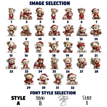 Personalised Christmas Teddy Bear Family Hanging Bauble Decoration, 2 of 10