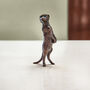 Miniature Bronze Meerkat Sculpture 8th Anniversary Gift, thumbnail 1 of 12