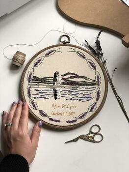 Personalised Hand Embroidered Wedding Venue Portrait, 9 of 12