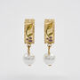 Blackberry Bramble Pearl Drop Gold Huggie Earrings, thumbnail 1 of 8