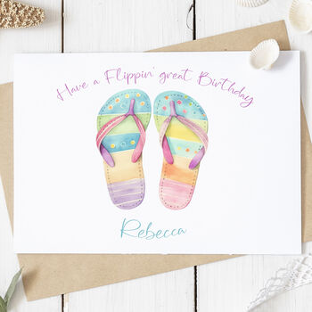 Personalised Flip Flops Birthday Card, 2 of 2