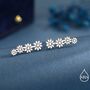 Daisy Flower Crawler Earrings In Sterling Silver, thumbnail 4 of 9