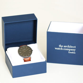 Personalised Minimalist Watch With Walnut Strap, 4 of 6