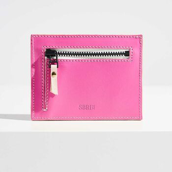 Personalised Leather Card Holder Pink + Zebra Print, 4 of 5